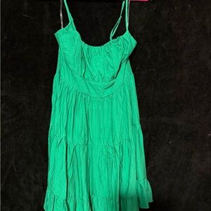 Vibrant Green Spaghetti Strap Mini Dress